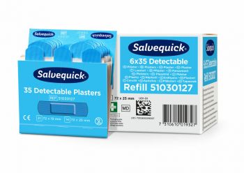 Salvequick refill 51030127, detecteerbare pleisters blauw 6 x 35 stuks