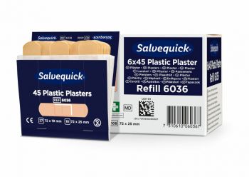 Salvequick refill 6036, plastic pleisters 6 x 45 stuks